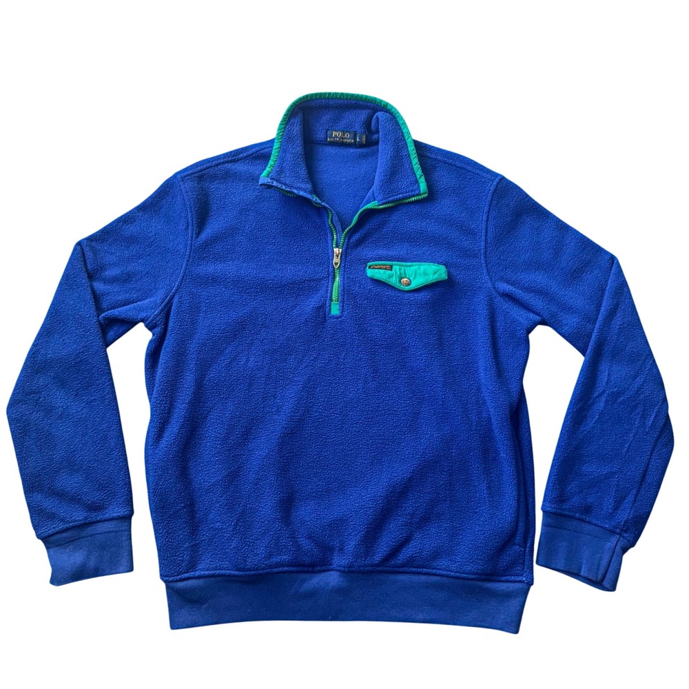 Vintage Polo Ralph Lauren Polartec Fleece Quarter Zip Pullover Blue/Teal Mens Lg